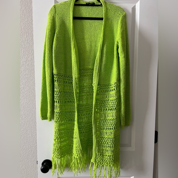 Chadwicks Sweaters - Chadwicks Vibrant Green Open-Front Cardigan
